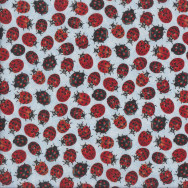Cute Red Ladybirds Ladybugs on Light Blue Insect Quilting Fabric
