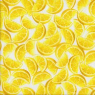 Lemon Wedges on White Lemon Fresh Fruit Quilting Fabric