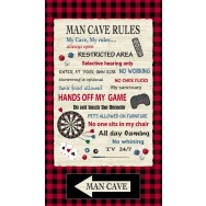 Man Cave Rules Dartboard Games Men Dad Quilting Fabric Panel