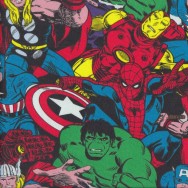 Marvel Avengers Spiderman Hulk Thor Captain America Licensed Boys Fabric 