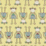Monkeys Little Menagerie Yellow Melly And Me Quilt Fabric