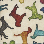 Must Love Colourful Dogs on Tan Pet Quilting Fabric