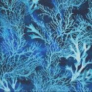 Coral on Blue Ocean Sea Oceana Quilting Fabric