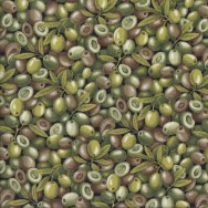 Olives Sliced Leaves Mediterranean Food Kitchen Quilting Fabric