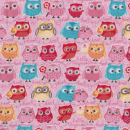 Owls on Pink Tea Party Riley Blake Jersey Knit Fabric 