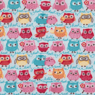 Owls on Blue Tea Party Riley Blake Jersey Knit Fabric