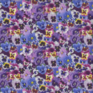 Blue and Purple Pansies Flowers Quilting Fabric