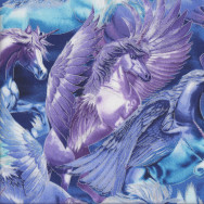Pegasus Unicorns with Wings Metallic Gold Girls Quilting Fabric