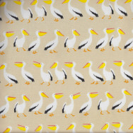 Pelicans on Tan Australian Animal Bird Fabric