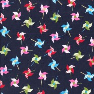Japanese Origami Pinwheels on Navy Quilting Fabric