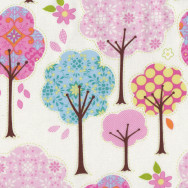Pretty Little Things Trees Flowers on Cream Quilt Fabric