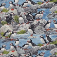 Puffins Birds Seaside Ocean Wildlife Quilting Fabric