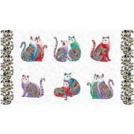 Cat-i-tude Purr fect Together Catitude Cats Quilting Fabric Panel