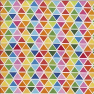 Colourful Triangles on White Rainbow Quilting Fabric