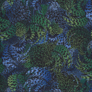 Rooster Feathers Blue Quilting Fabric