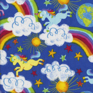 Pretty Unicorns on Royal Blue Quilting Fabric
