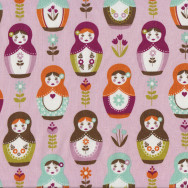 Russian Dolls Pink Quilting Fabric