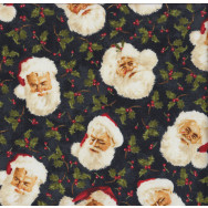 Santa Faces Berries Quilting Fabric