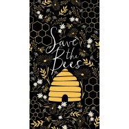 Save The Bees Daisies Beehive Honeycomb Quilting Fabric Panel