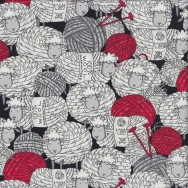 Sheep Balls of Wool Yarn Knitting Quilting Fabric