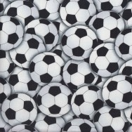 Black and White Soccer Balls Sport Quilting Fabric