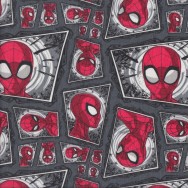 Spiderman Comic Swirl on Grey Boys Licensed Quilting Fabric