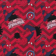 Ultimate Spiderman Marvel Chevron on Red Licensed Quilt Fabric