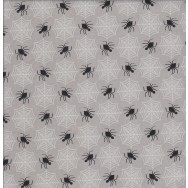 Black Spiders Grey Quilting Fabric