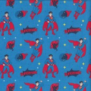 Superman on Blue Boys Licensed Justice League Quilting Fabric