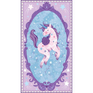 Unicorn Kisses Stars Pink Mauve Blue Girls Quilt Fabric Panel