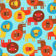 Lions on Blue Urban Zoologie Ann Kelle Quilt Fabric