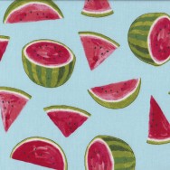 Watermelons and Slices on Aqua Fruit Kitchen Quilting Fabric