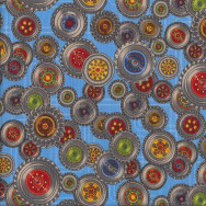 Wheels Blue Diggers Quilting Fabric
