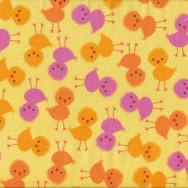 Chickens on Yellow Kids Urban Zoologie Ann Kelle Chicks Bird Quilt Fabric