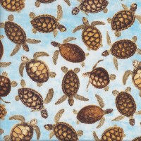 Turtles Swimming Water Sea Beach Dreams Quilting Fabric