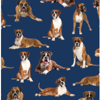 Boxer Dogs on Navy Boxers Quilting Fabric