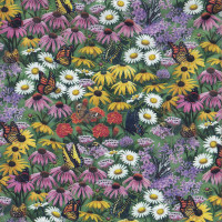 Monarch Butterflies Flowers Daisies Butterfly Meadow Quilting Fabric