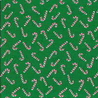 Christmas Candy Sticks Canes on Green Quilting Fabric