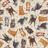 Gorgeous Kittens on Cream Assorted Breeds Felicity Cats Quilting Fabric
