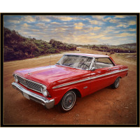 Classic Ford Falcon 1965 Coupe Vintage Vehicles Quilting Fabric Panel 