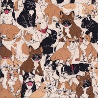 French Bulldogs on Natural Dogs Oxford Fabric