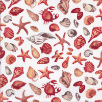 Shells Starfish Crab on White Once Upon a Mermaid Quilting Fabric