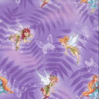 Tinkerbell and Butterflies on Purple Licensed Quilting Fabric