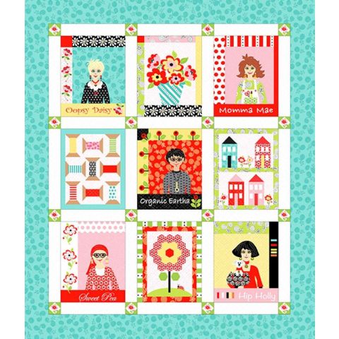 Fab Friendzy Flowers Houses Sewing Reels Ladies Quilting Fabric Panel 