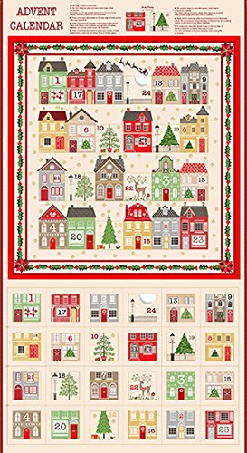 Christmas Silent Night Advent Calendar Houses Quilting Fabric Panel Find A Fabric